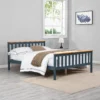 Marta Solid Wooden Shaker Style Double Bed In Blue And Oak