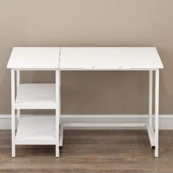Atelier Adjustable Desk With Shelves In White -Fame Furni Sales 81RmZoGKgeL. SL1500