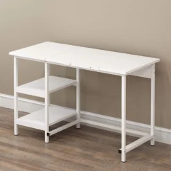 Atelier Adjustable Desk With Shelves In White -Fame Furni Sales 81dG7Dhi3BL. SL1500