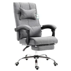 Lawrence Executive Reclining Chair With Foot And Headrest In Grey
