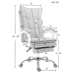 Executive Double Layer Padding Recline Office Desk Chair With Footrest, MR77 Grey Fabric -Fame Furni Sales 91JNOJV03EL. SL1500