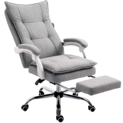Executive Double Layer Padding Recline Office Desk Chair With Footrest, MR77 Grey Fabric -Fame Furni Sales 91OaIni7VML. SL1500