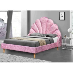 Cherry Tree Furniture ARIEL Pink Crushed Velvet Upholstered Kid's Princess Bed With Scalloped Headboard -Fame Furni Sales 91OrEPzgyxL. AC SL1500