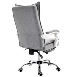 Executive Double Layer Padding Recline Office Desk Chair With Footrest, MR77 Grey Fabric -Fame Furni Sales 91uaRyz1U1L. SL1500