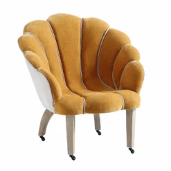 Barnard Scalloped Clam Chair, Mustard Chenille -Fame Furni Sales ACH 2163 MUSTARD CHENILLE WB1