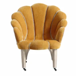Barnard Scalloped Clam Chair, Mustard Chenille -Fame Furni Sales ACH 2163 MUSTARD CHENILLE WB2