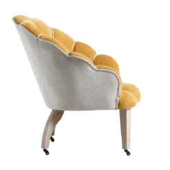 Barnard Scalloped Clam Chair, Mustard Chenille -Fame Furni Sales ACH 2163 MUSTARD CHENILLE WB3
