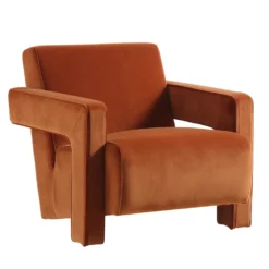Brompton Sculptural Armchair, Rust Velvet -Fame Furni Sales ACH 2173 RUST VEL WB1