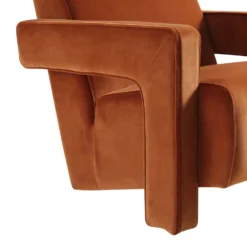 Brompton Sculptural Armchair, Rust Velvet -Fame Furni Sales ACH 2173 RUST VEL detail1