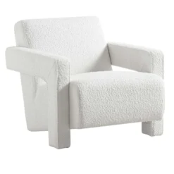 Brompton Sculptural Armchair, White Boucle -Fame Furni Sales ACH 2173 WHITE BOUCLE WB2