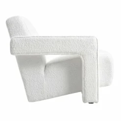 Brompton Sculptural Armchair, White Boucle -Fame Furni Sales ACH 2173 WHITE BOUCLE WB3