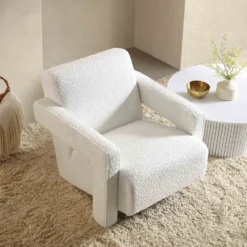 Brompton Sculptural Armchair, White Boucle -Fame Furni Sales ACH 2173 WHITE BOUCLE scene2
