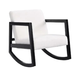 Fyne Ecru Boucle Rocking Armchair, Black Frame -Fame Furni Sales ACH 38 ECRU BLACK WB1