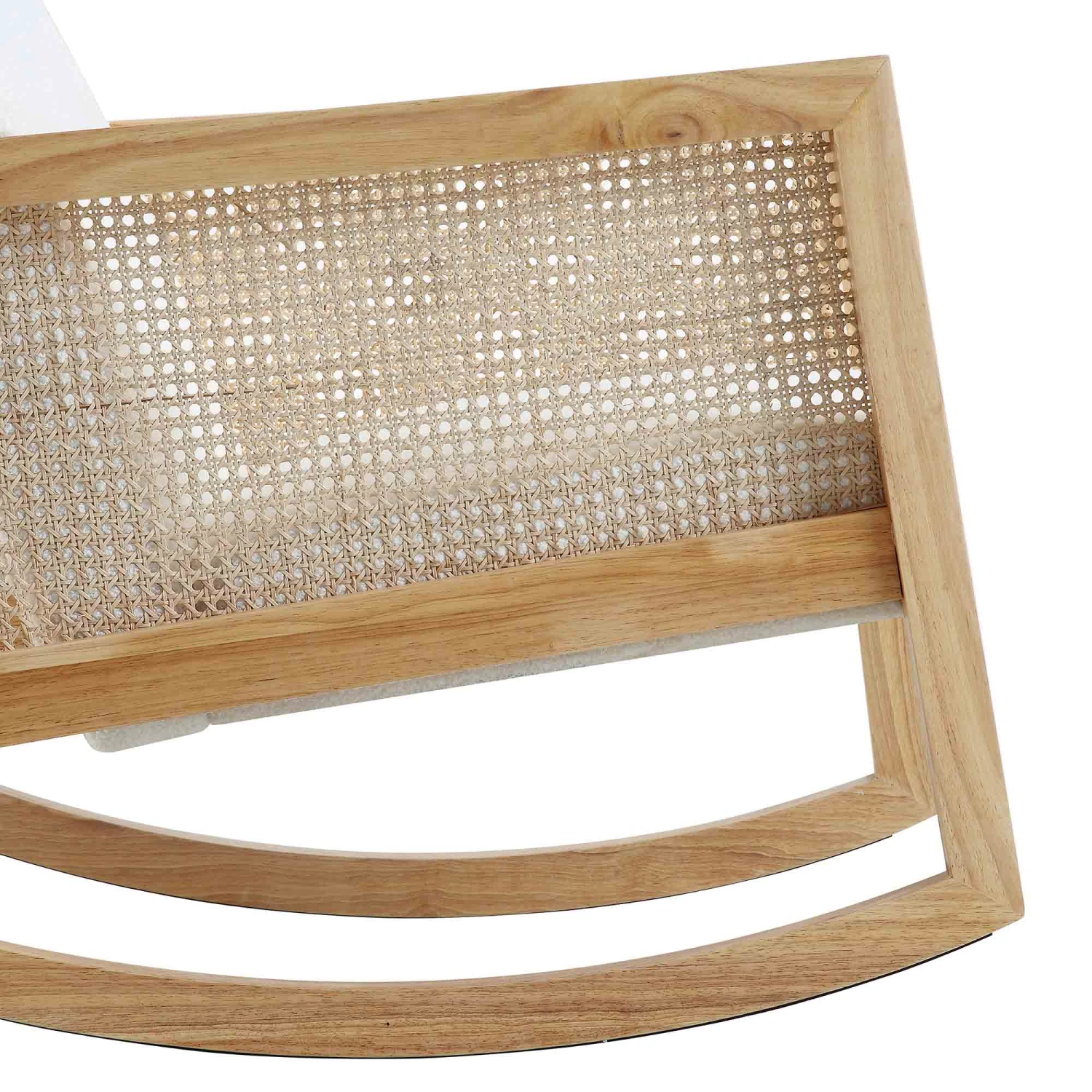 Fyne Ecru Boucle Rocking Armchair With Rattan Armrests 11 Fyne Ecru Boucle Rocking Armchair With Rattan Armrests - Image 11