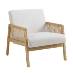 Fyne Beige Fabric Natural Frame Rattan Armchair -Fame Furni Sales ACH 608 BEIGEFAB NAT WB1