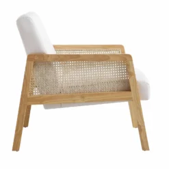 Fyne Beige Fabric Natural Frame Rattan Armchair -Fame Furni Sales ACH 608 BEIGEFAB NAT WB3