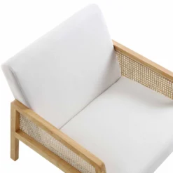 Fyne Beige Fabric Natural Frame Rattan Armchair -Fame Furni Sales ACH 608 BEIGEFAB NAT detail1