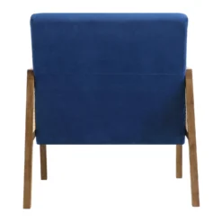 Fyne Navy Blue Velvet Walnut Frame Rattan Armchair -Fame Furni Sales ACH 608 NAVYVEL WALN WB5