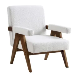 Chinnor White Boucle Accent Chair 13 Chinnor White Boucle Accent Chair -Fame Furni Sales ACH 729 WHITE BOUCLE WB2