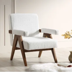 Chinnor White Boucle Accent Chair