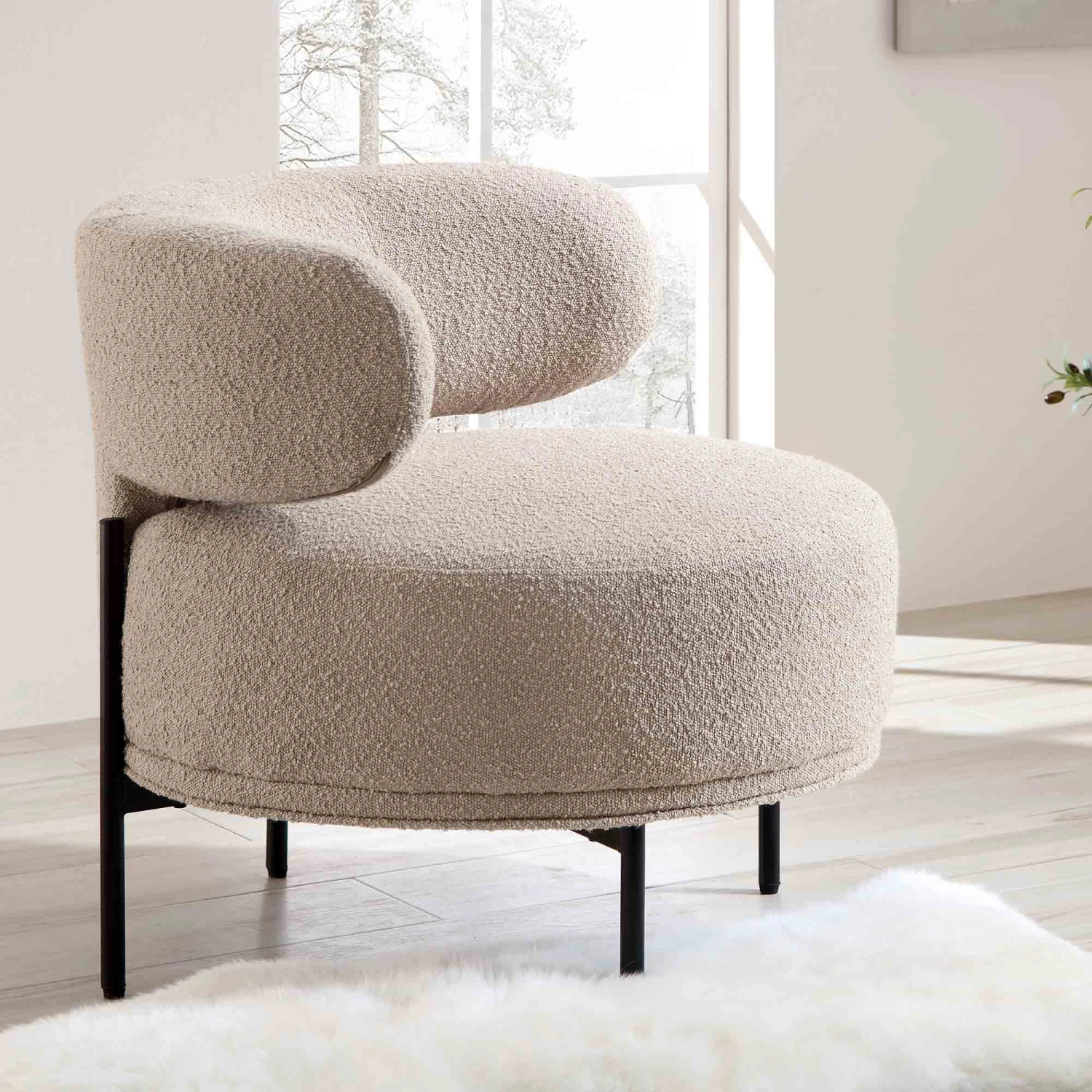 Penn Taupe Boucle Wing Back Accent Chair 3 Penn Taupe Boucle Wing Back Accent Chair - Image 3