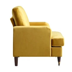 Brigette Mustard Velvet Armchair With Antique Brass Castor Legs -Fame Furni Sales AYSF 010 MUSTARD VEL 1ST WB3