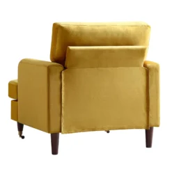 Brigette Mustard Velvet Armchair With Antique Brass Castor Legs -Fame Furni Sales AYSF 010 MUSTARD VEL 1ST WB4
