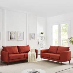 Bari Burnt Ochre Fabric Sofa -Fame Furni Sales AYSF 08 ORANGEFAB 2N3ST scene1