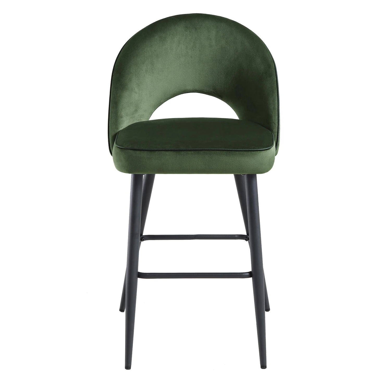 Oakley Set Of 2 Dark Green Velvet Upholstered Counter Stools With Contrast Piping 3 Oakley Set Of 2 Dark Green Velvet Upholstered Counter Stools With Contrast Piping - Image 3