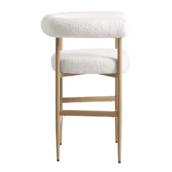 Fulbourn White Boucle Counter Stool With Natural Wood Effect Legs -Fame Furni Sales BCH 2171 WHITE BOUCLE NAT WB3