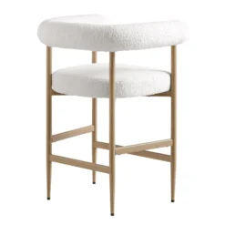 Fulbourn White Boucle Counter Stool With Natural Wood Effect Legs -Fame Furni Sales BCH 2171 WHITE BOUCLE NAT WB4