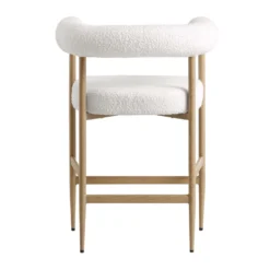 Fulbourn White Boucle Counter Stool With Natural Wood Effect Legs -Fame Furni Sales BCH 2171 WHITE BOUCLE NAT WB5