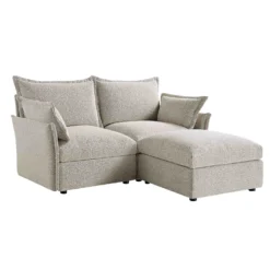 Byron Pillow Edge Mist Grey Boucle Modular Sofa, 2-Seater Chaise -Fame Furni Sales BOSF 7053 GREY BOU 2STCHAISE WB1
