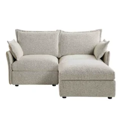 Byron Pillow Edge Mist Grey Boucle Modular Sofa, 2-Seater Chaise -Fame Furni Sales BOSF 7053 GREY BOU 2STCHAISE WB2