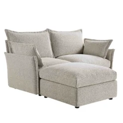 Byron Pillow Edge Mist Grey Boucle Modular Sofa, 2-Seater Chaise -Fame Furni Sales BOSF 7053 GREY BOU 2STCHAISE WB3