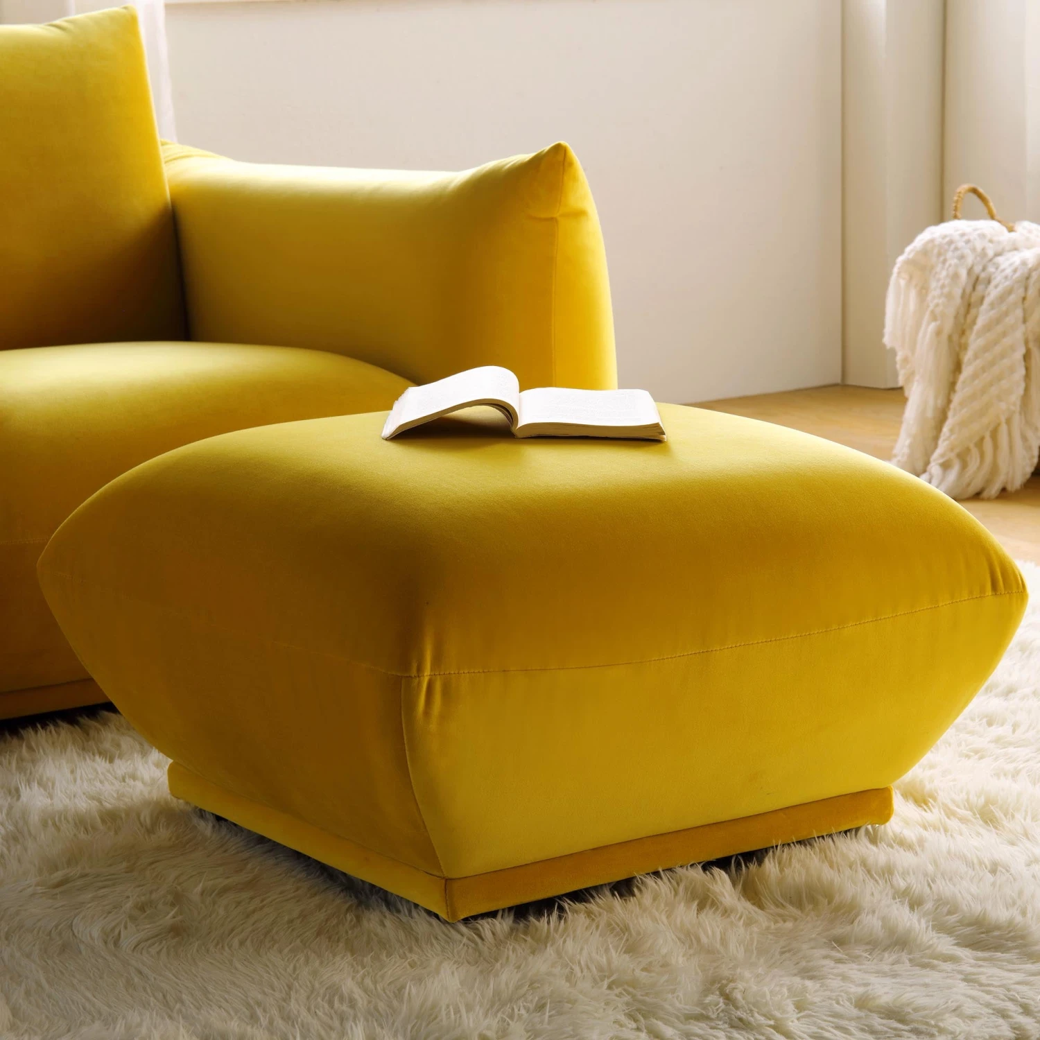 Gianni Pouffe, Goldenrod Velvet 1 Gianni Pouffe, Goldenrod Velvet