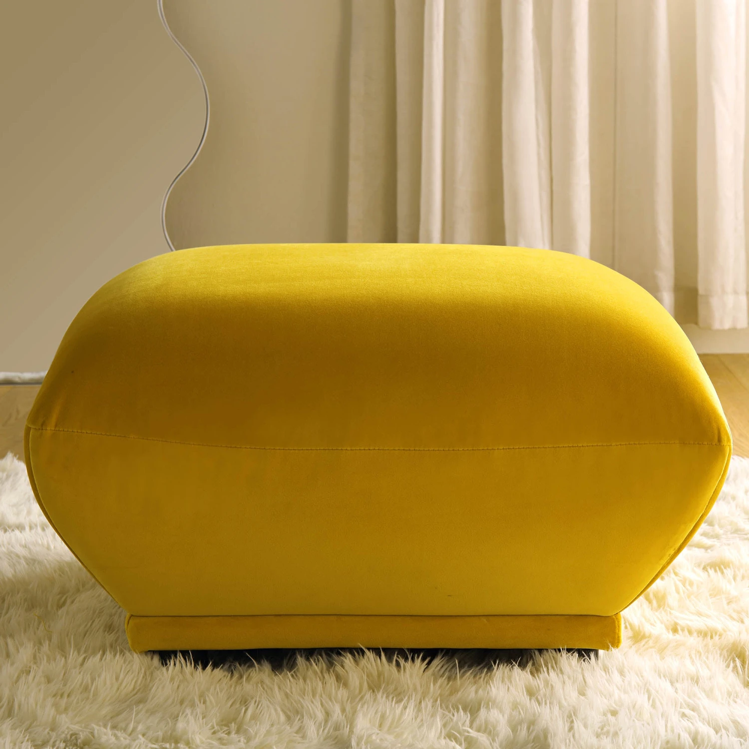 Gianni Pouffe, Goldenrod Velvet 4 Gianni Pouffe, Goldenrod Velvet - Image 4