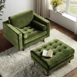 Henrietta Armchair, Moss Green Velvet -Fame Furni Sales BOSF 9680 FERN VEL 1ST scene3