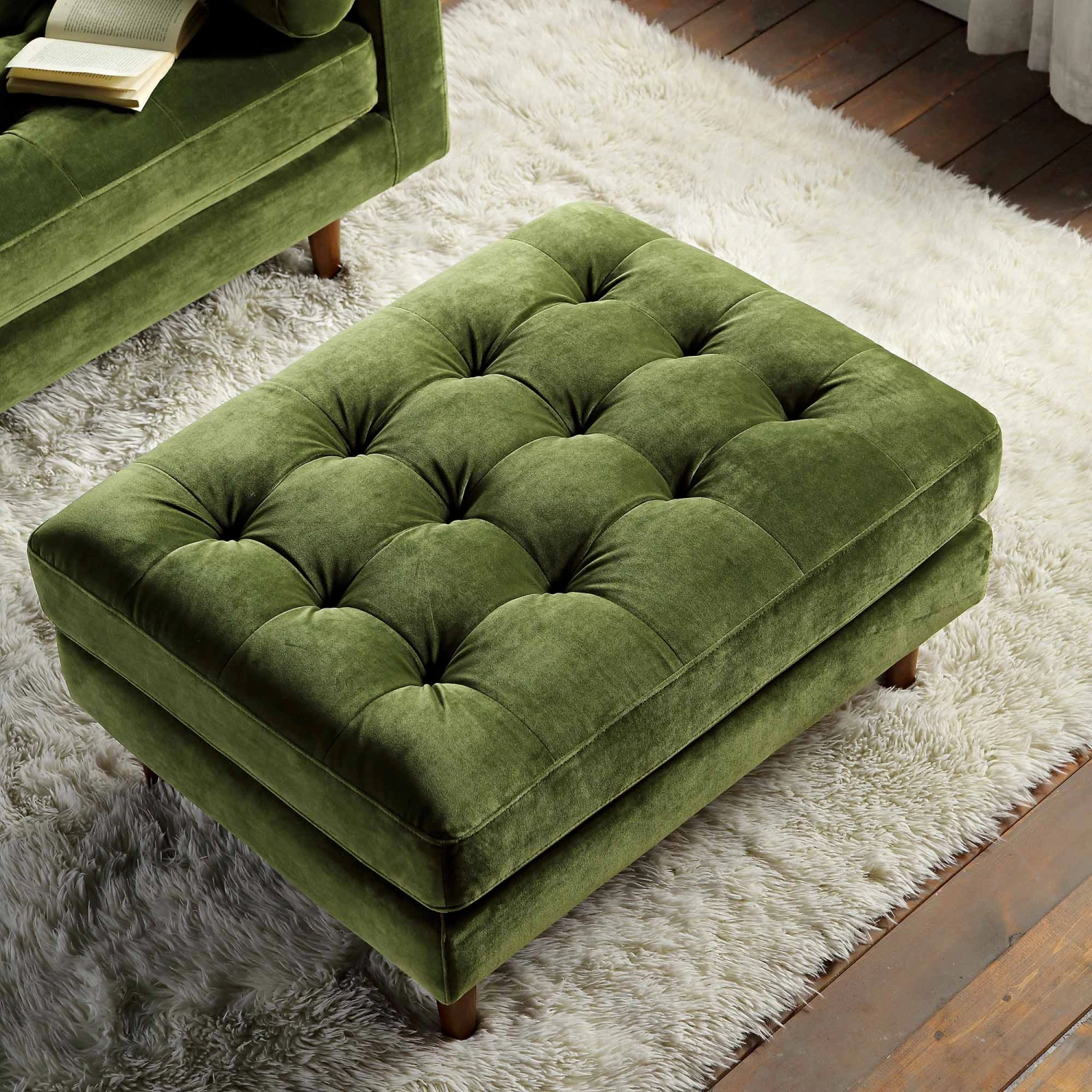 Henrietta Ottoman, Moss Green Velvet 2 Henrietta Ottoman, Moss Green Velvet - Image 2