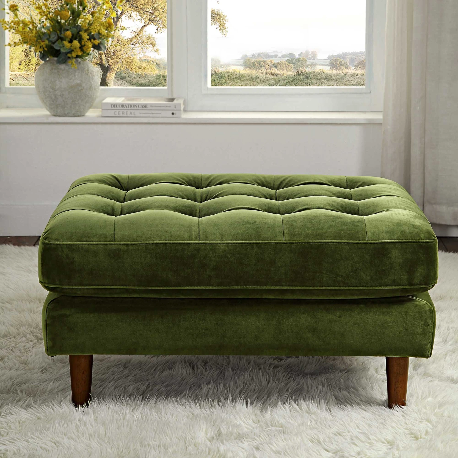 Henrietta Ottoman, Moss Green Velvet 3 Henrietta Ottoman, Moss Green Velvet - Image 3