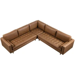Henrietta 5+Seater Corner Sofa, Tan Faux Suede -Fame Furni Sales BOSF 9680 TAN FXLT CORNER SET WB1