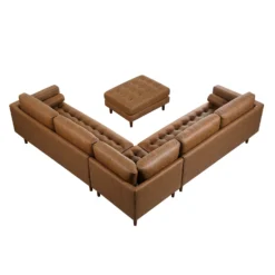 Henrietta 5+Seater Corner Sofa, Tan Faux Suede -Fame Furni Sales BOSF 9680 TAN FXLT CORNER SET WB7