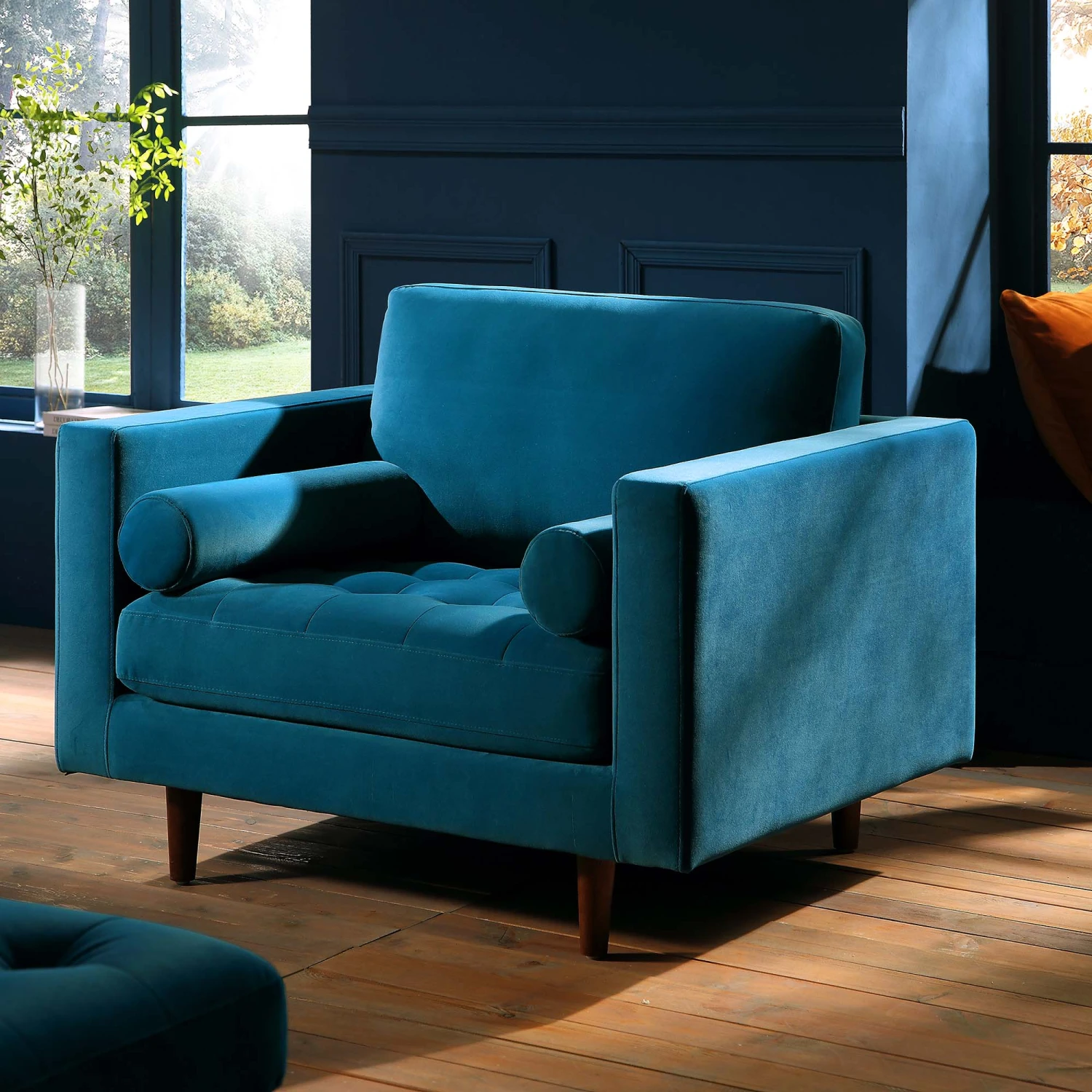 Henrietta Armchair, Teal Velvet 1 Henrietta Armchair, Teal Velvet