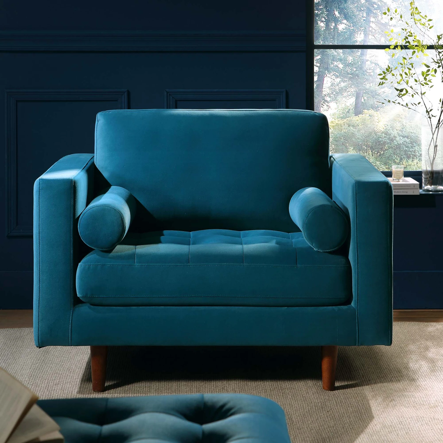 Henrietta Armchair, Teal Velvet 2 Henrietta Armchair, Teal Velvet - Image 2