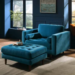 Henrietta Armchair, Teal Velvet 18 Henrietta Armchair, Teal Velvet -Fame Furni Sales BOSF 9680 TEAL VEL 1ST scene3