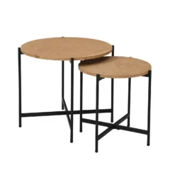 Lewes Oak Set Of 2 Side Tables -Fame Furni Sales BSD 064 WB1