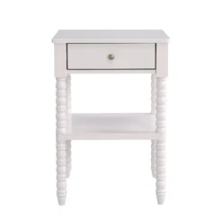 Aldwinke Beige Bobbin 1 Drawer Side Table 12 Aldwinke Beige Bobbin 1 Drawer Side Table -Fame Furni Sales BSD 097 BEIGE WB1