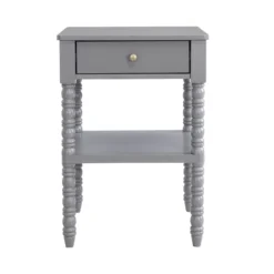 Aldwinke Dark Grey Bobbin 1 Drawer Side Table -Fame Furni Sales BSD 097 DARKGREY WB1