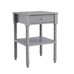Aldwinke Dark Grey Bobbin 1 Drawer Side Table -Fame Furni Sales BSD 097 DARKGREY WB2