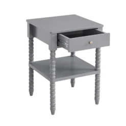 Aldwinke Dark Grey Bobbin 1 Drawer Side Table -Fame Furni Sales BSD 097 DARKGREY WB3